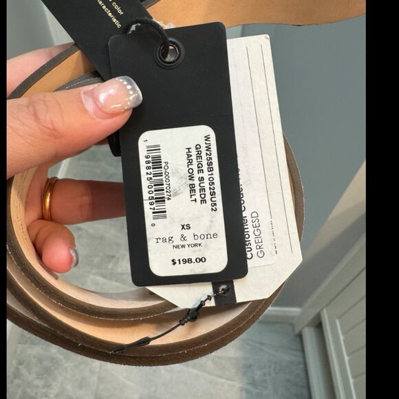 rag & bone Harlow Belt Greige Suede Size XS